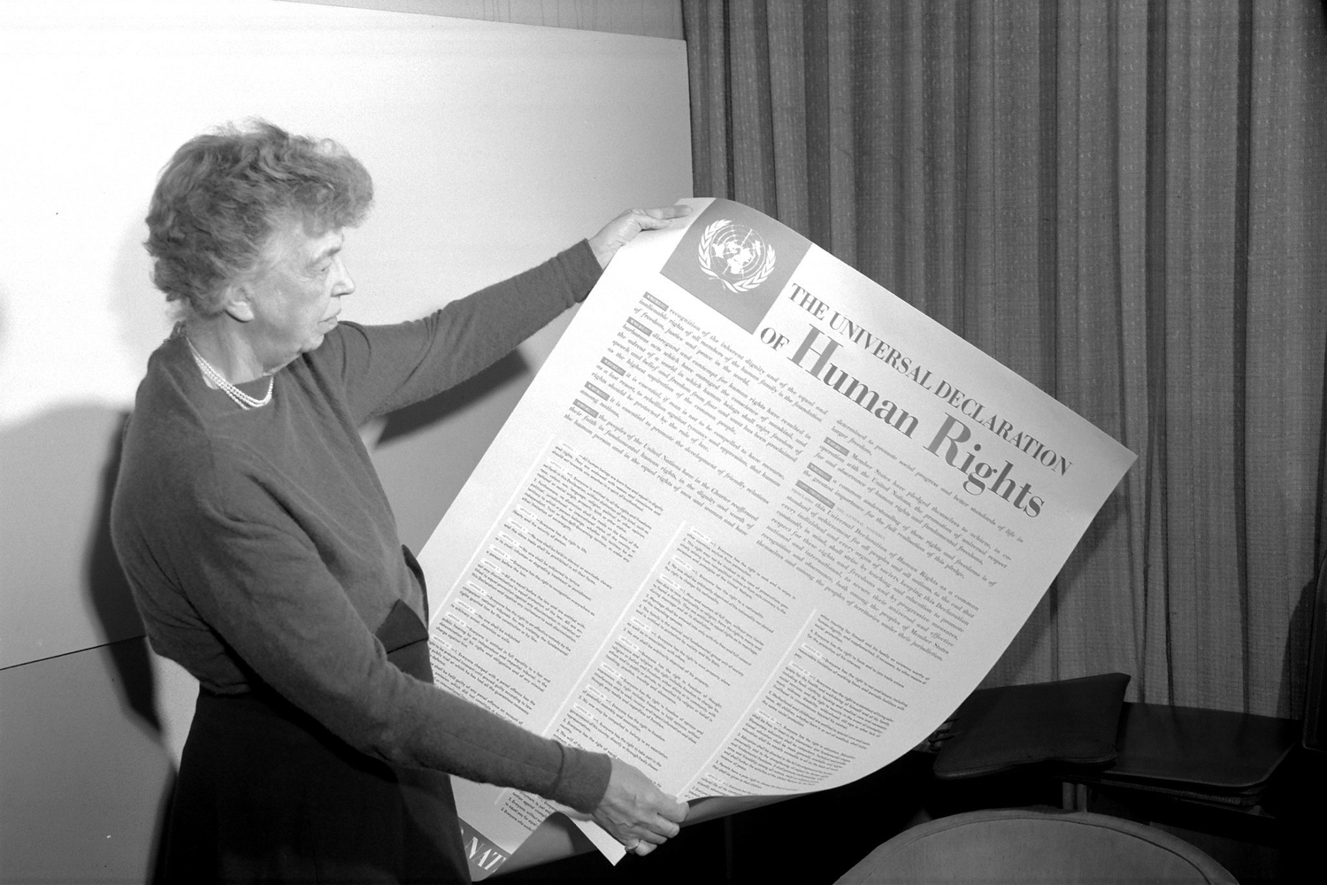Eleanor Roosevelt (1884-1962), qui a supervisé la rédaction de la Déclaration universelle des droits de l'homme.